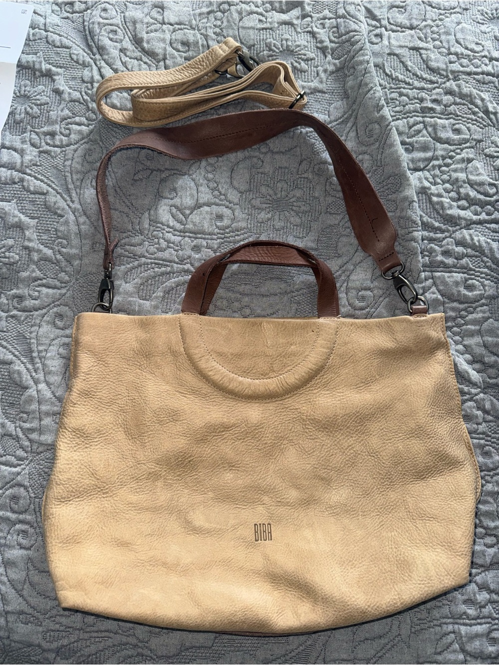 Biba Genuine Leather Tan Crossbody Bag Hobo Brown